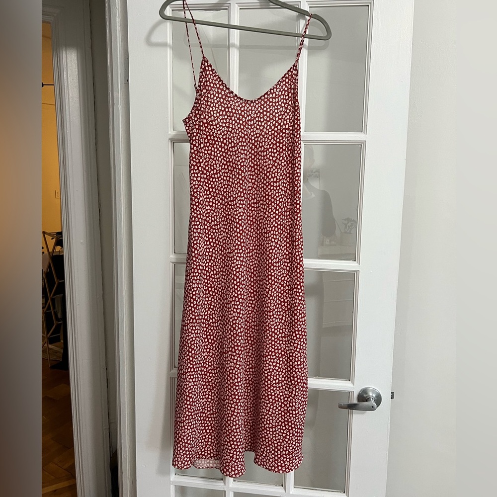 Resa red floral slip dress